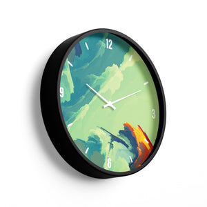 Abstract Wall Clock – Aqua Brush Art Design | KLOK KLOK