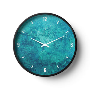 Abstract Wall Clock – Deep Aqua Textured Art Design | KLOK KLOK