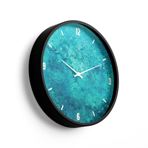 Abstract Wall Clock – Deep Aqua Textured Art Design | KLOK KLOK