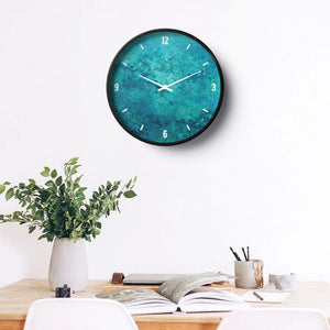 Abstract Wall Clock – Deep Aqua Textured Art Design | KLOK KLOK