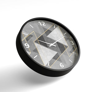 Abstract Wall Clock – Grey Geometric Cube Design with Gold Lines | KLOK KLOK
