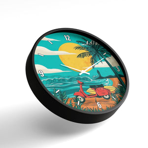 Artistic Wall Clock – Tropical Ride Beach Design | KLOK KLOK