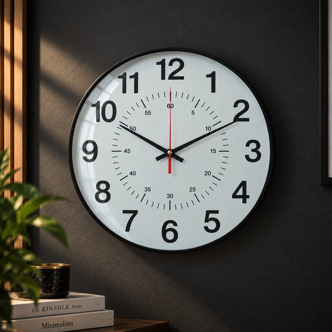 Classic Wall Clock – Bold Numeral Minimal Design Silent Sweep Movement
