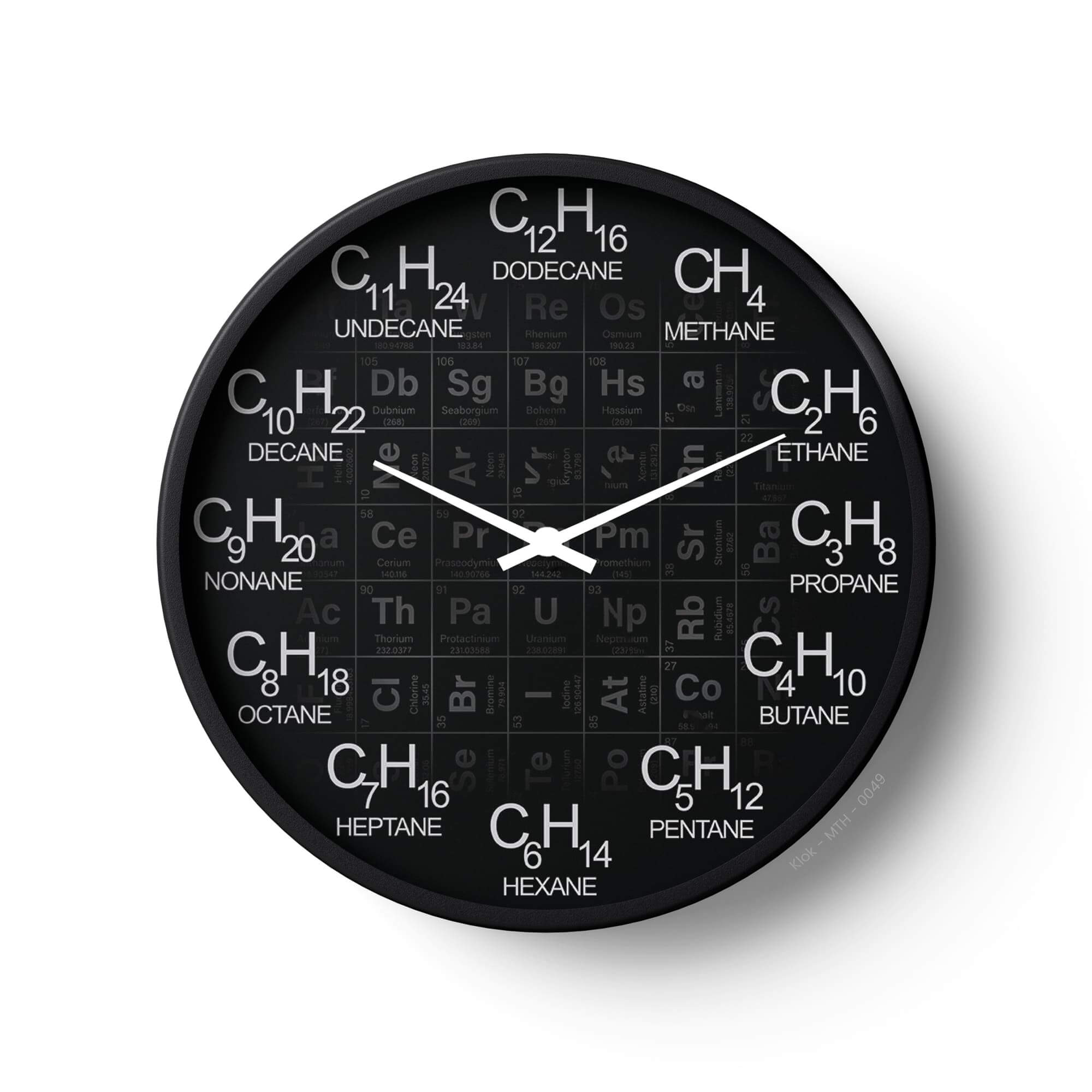 Mathematics Wall Clock Chemistry Hydrocarbon Series – Black Edition