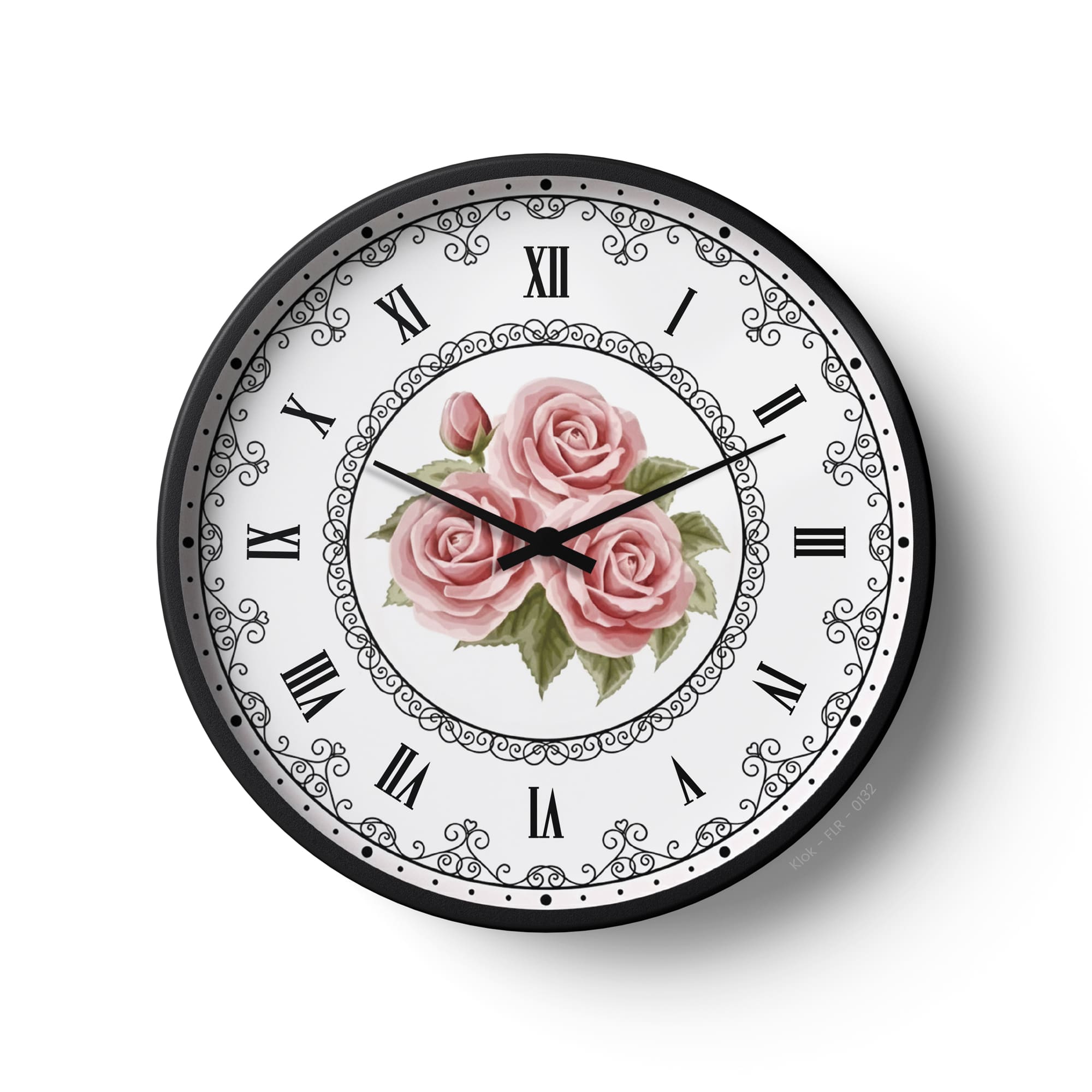 Floral Wall Clock – Elegant Pink Rose Cluster Design