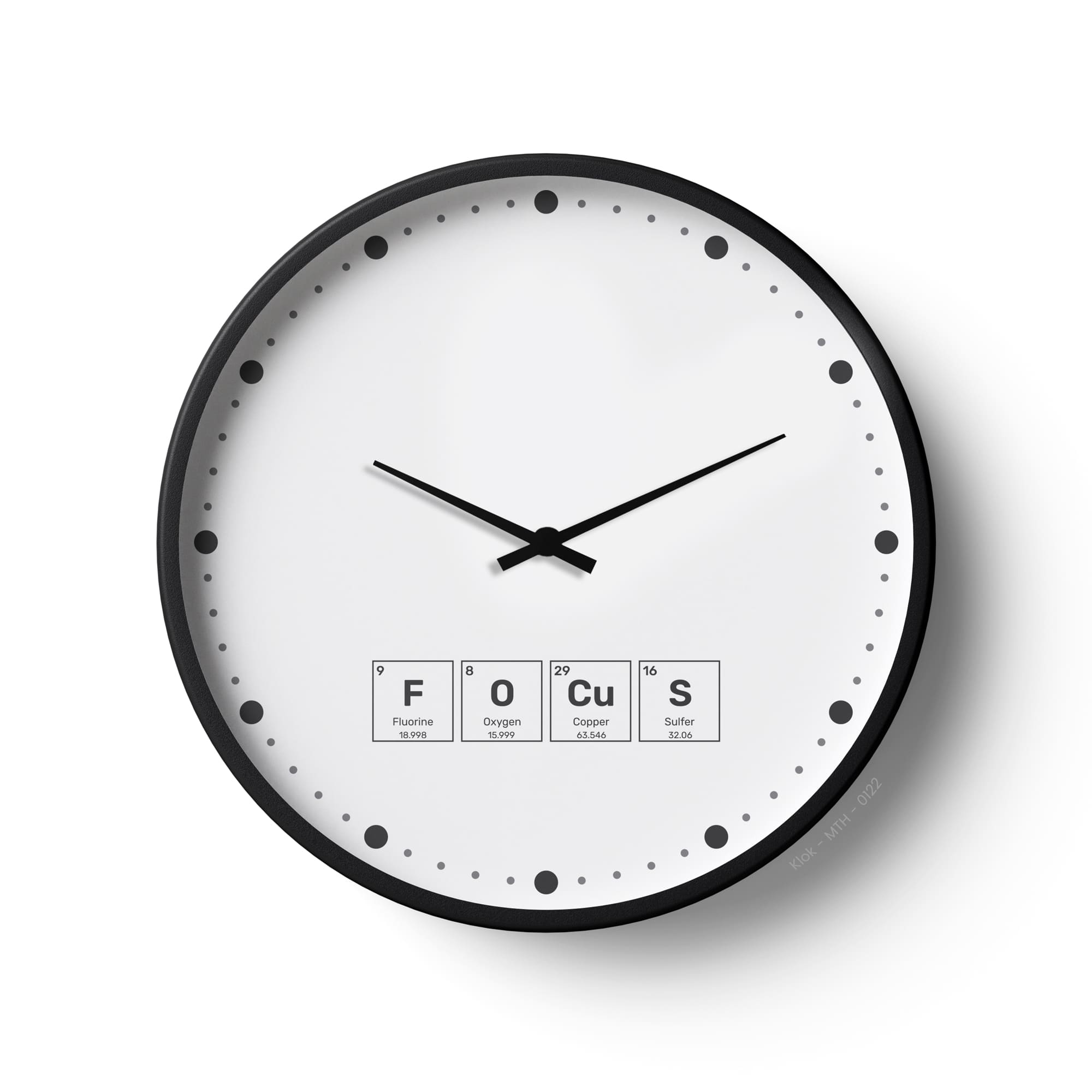 Mathematics Wall Clock Focus Science  – Minimal Chemistry Elements Design