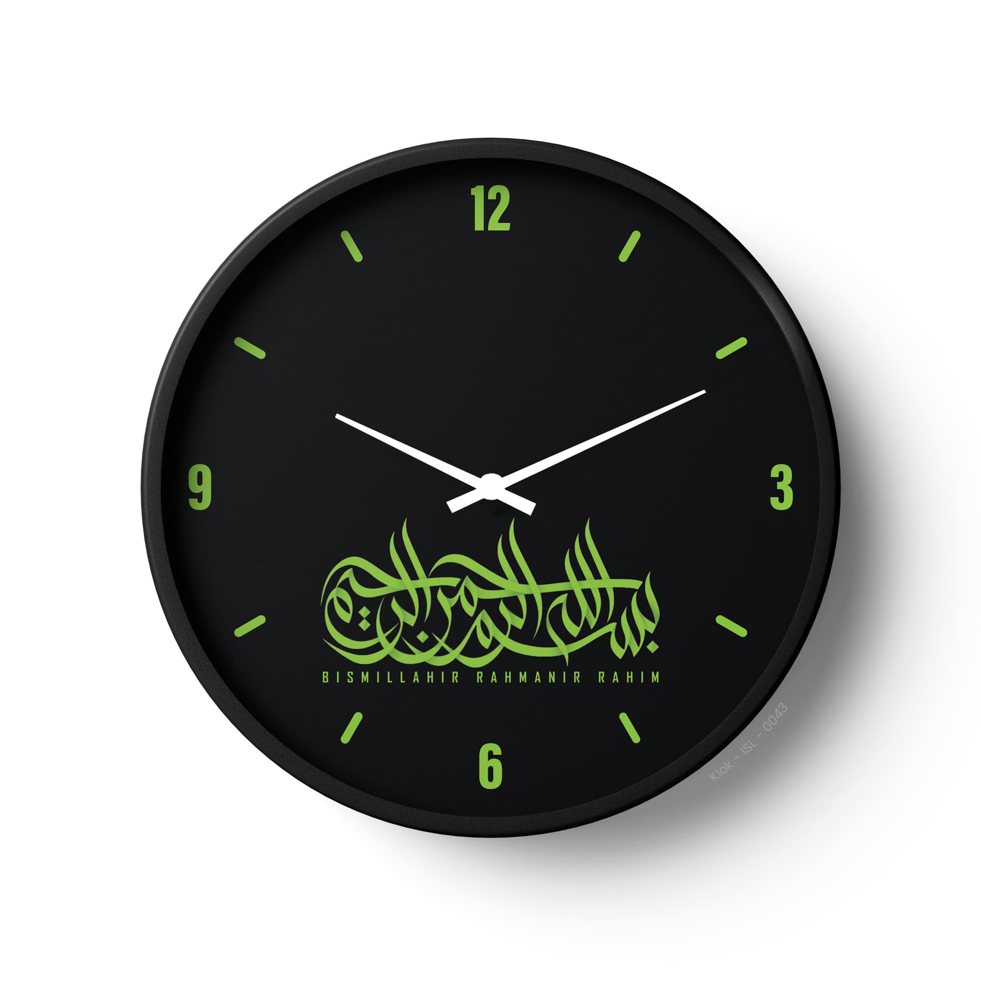 Islamic Wall Clock – Bismillah Black & Green Modern Design | KLOK