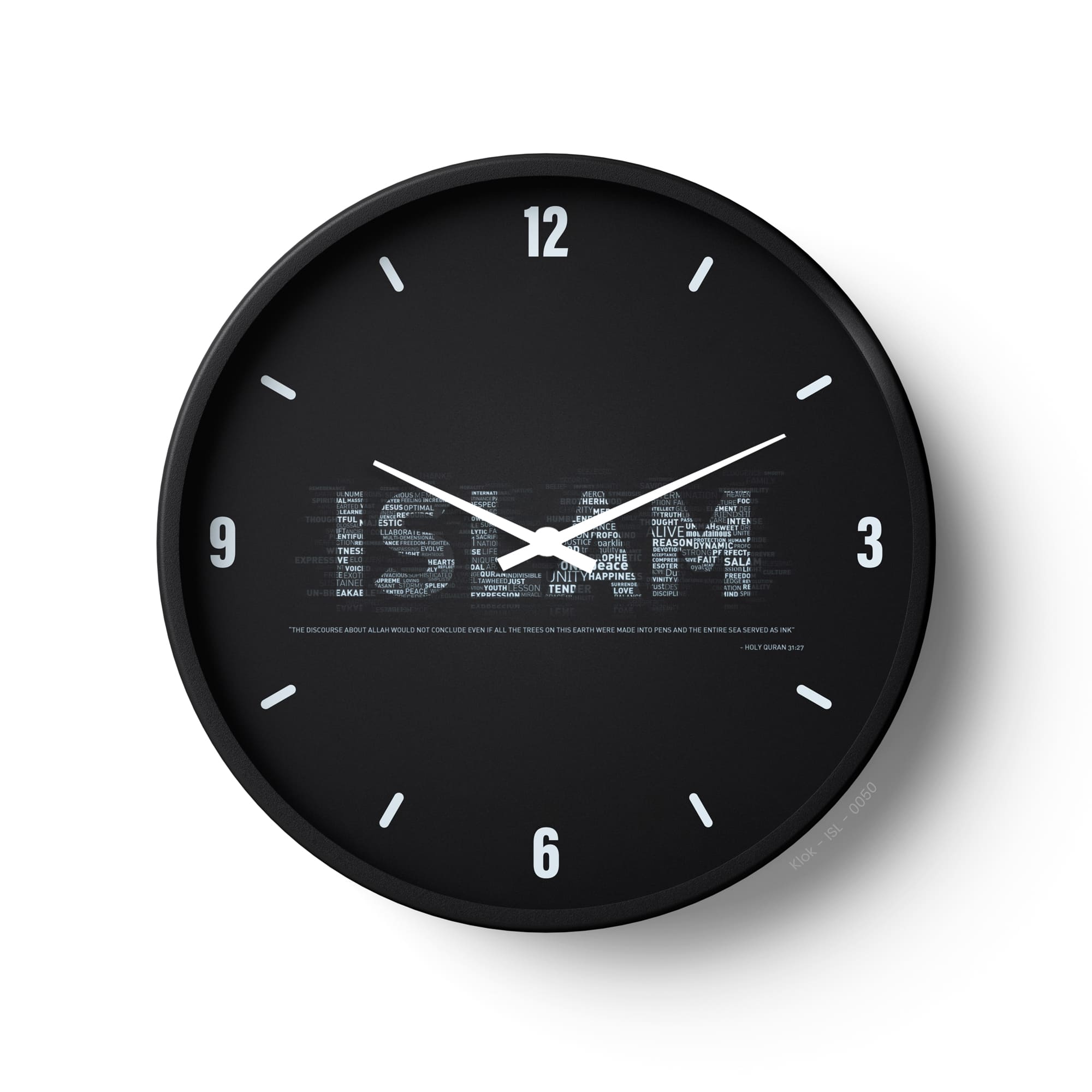 Islamic Wall Clock – Modern Typography “ISLAM” Black Design | KLOK