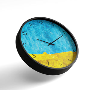 Abstract Wall Clock – Blue & Yellow Textured Paint Design | KLOK KLOK