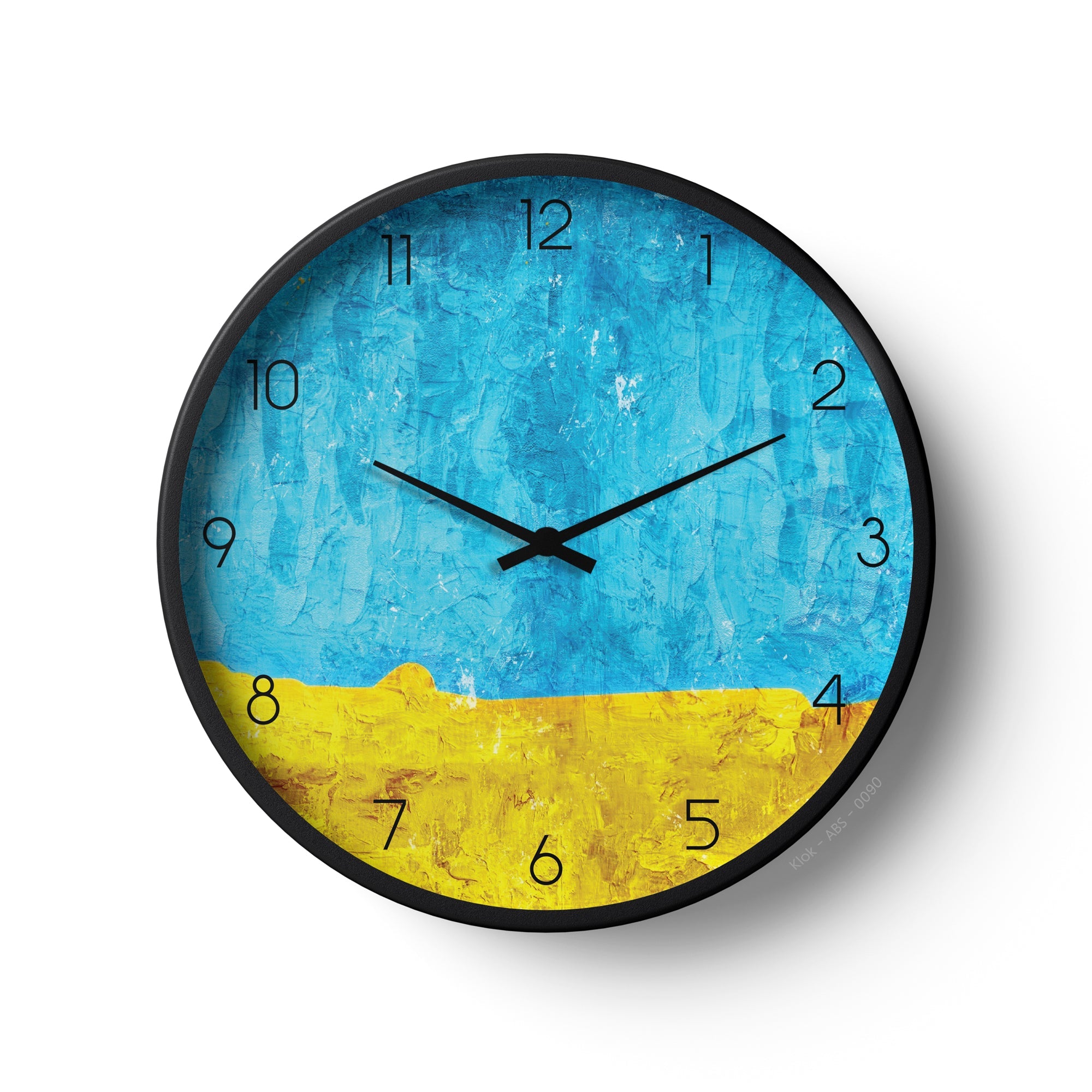 Abstract Wall Clock – Blue & Yellow Textured Paint Design | KLOK KLOK