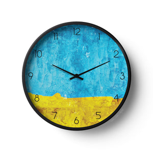 Abstract Wall Clock – Blue & Yellow Textured Paint Design | KLOK KLOK