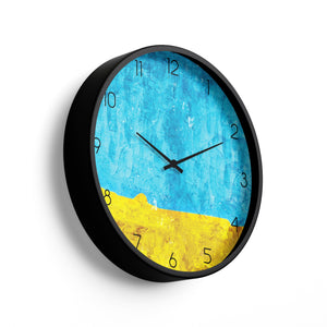 Abstract Wall Clock – Blue & Yellow Textured Paint Design | KLOK KLOK