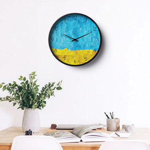 Abstract Wall Clock – Blue & Yellow Textured Paint Design | KLOK KLOK