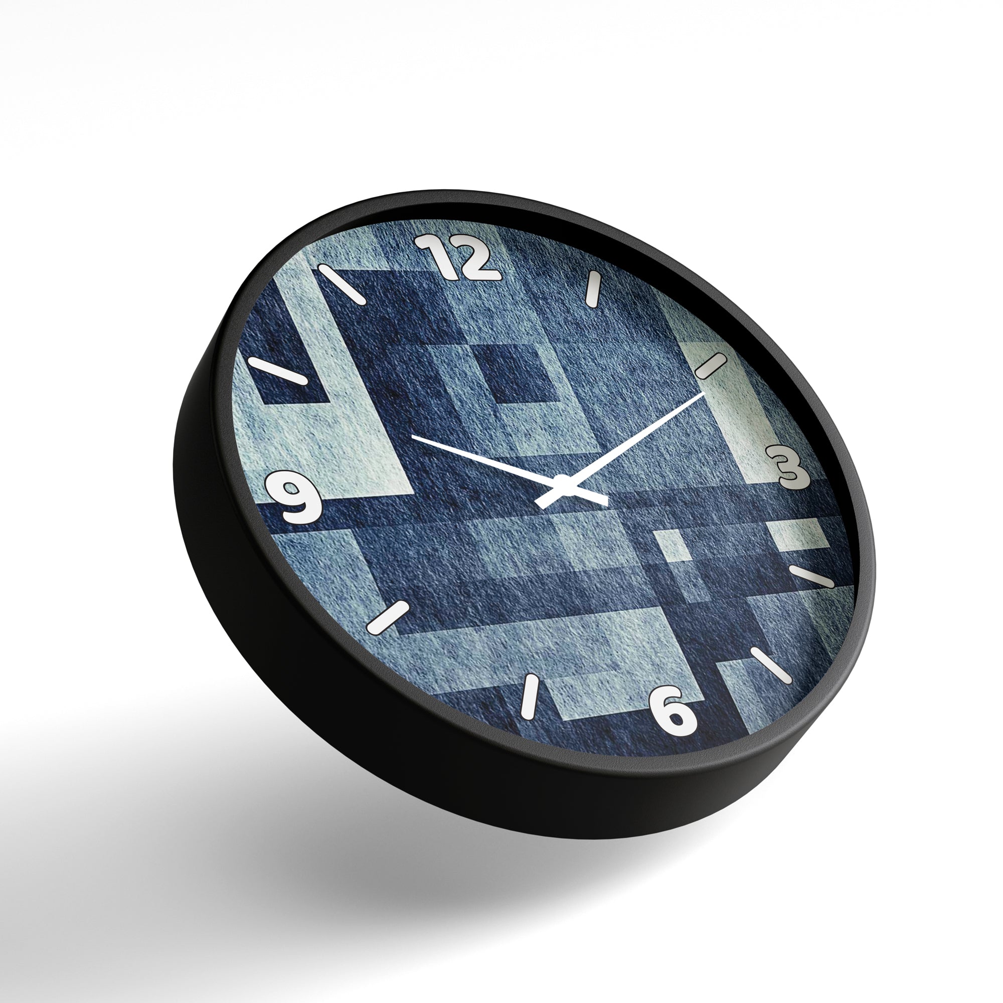 Abstract Wall Clock – Denim Blue Geometric Texture Design | KLOK KLOK