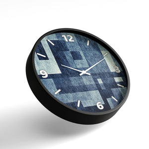 Abstract Wall Clock – Denim Blue Geometric Texture Design | KLOK KLOK