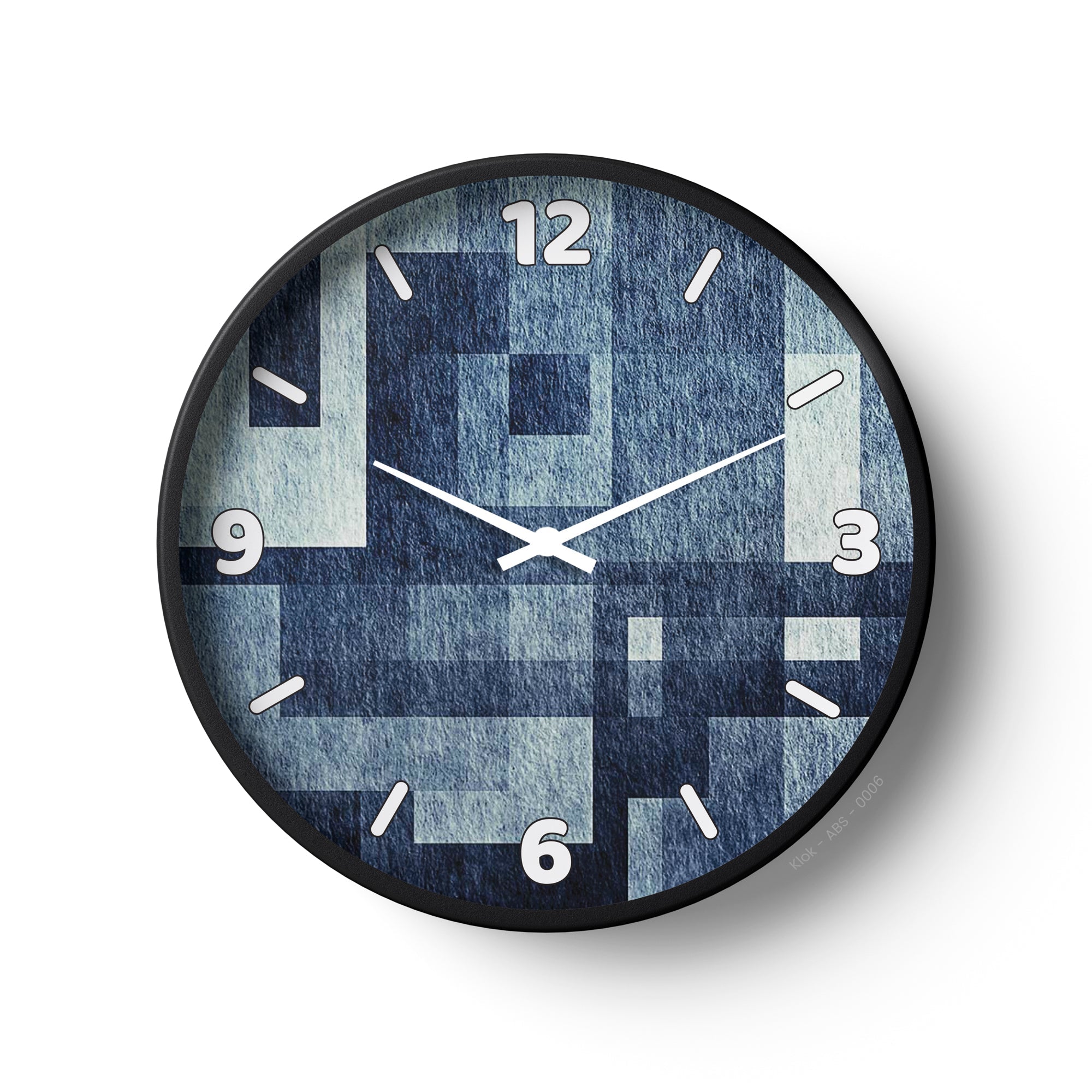 Abstract Wall Clock – Denim Blue Geometric Texture Design | KLOK KLOK