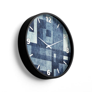 Abstract Wall Clock – Denim Blue Geometric Texture Design | KLOK KLOK