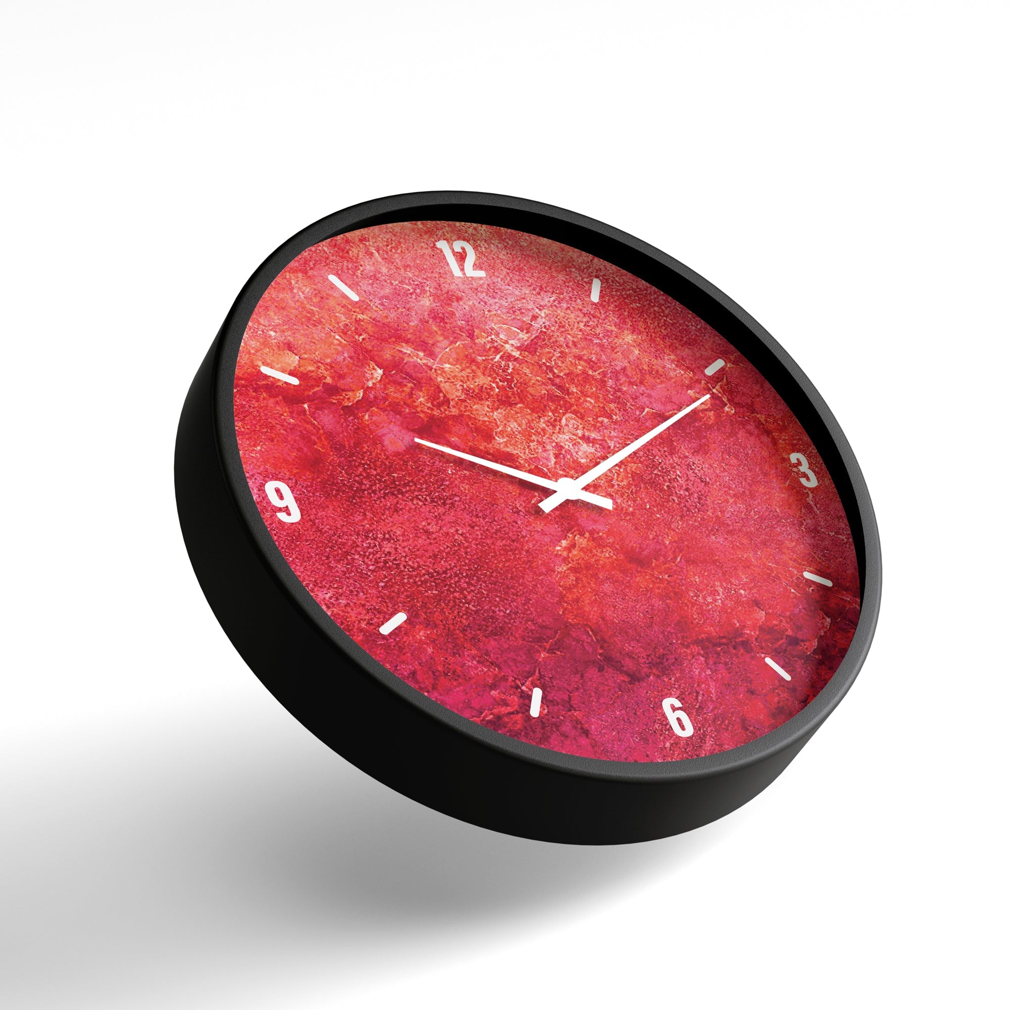 Abstract Wall Clock – Fiery Red Textured Art Design | KLOK KLOK