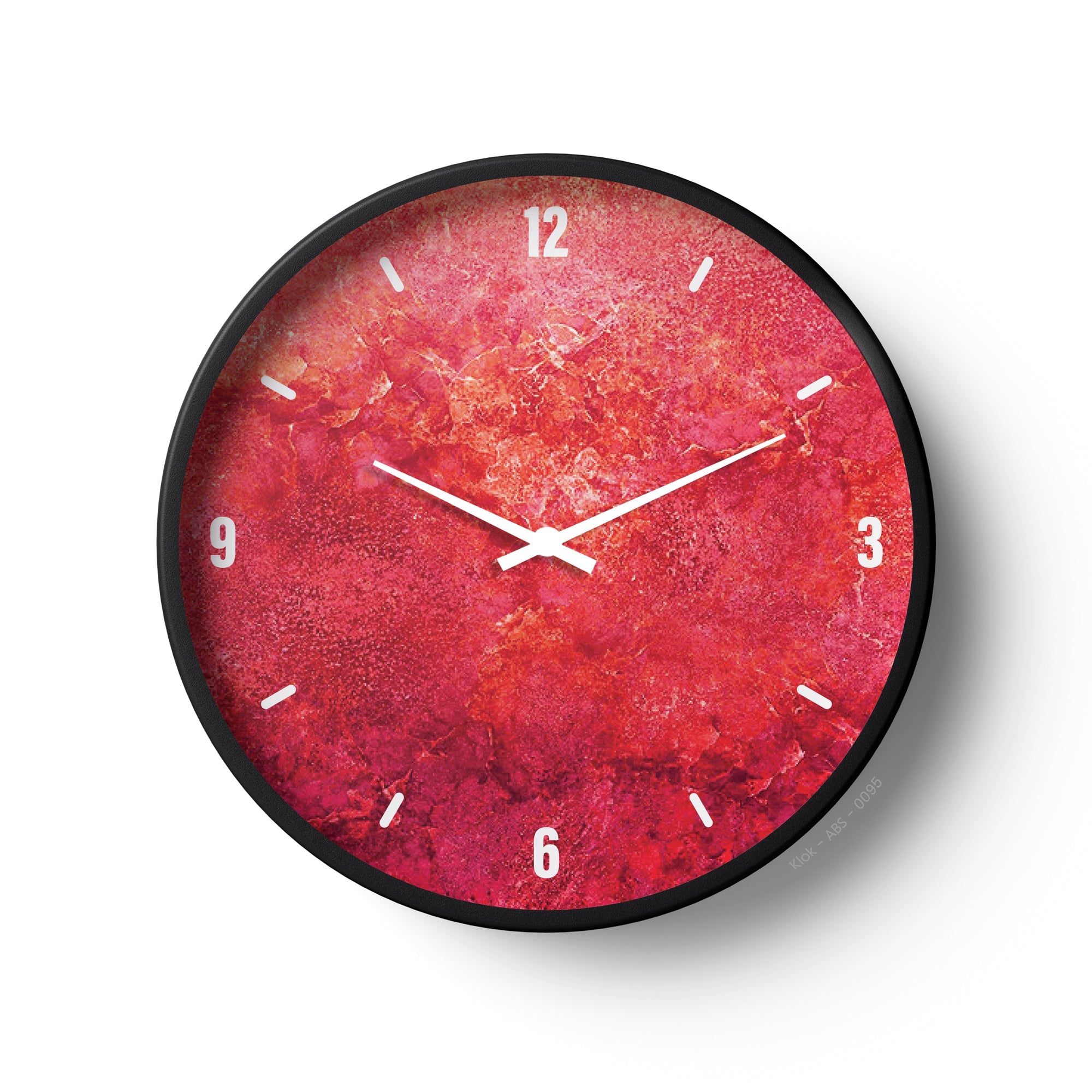Abstract Wall Clock – Fiery Red Textured Art Design | KLOK KLOK