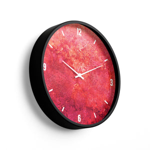 Abstract Wall Clock – Fiery Red Textured Art Design | KLOK KLOK