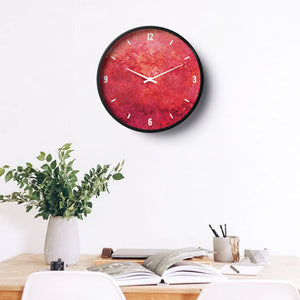 Abstract Wall Clock – Fiery Red Textured Art Design | KLOK KLOK