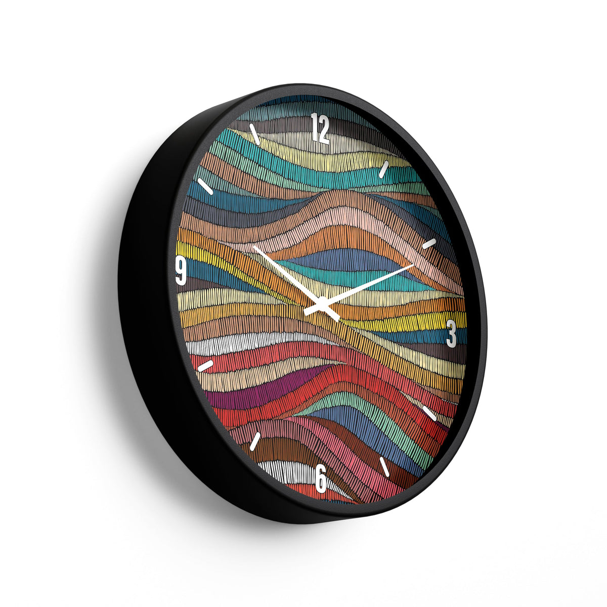 Abstract Style Clock Abstract Wall Clock – Multicolor Wavy Pattern Design | KLOK