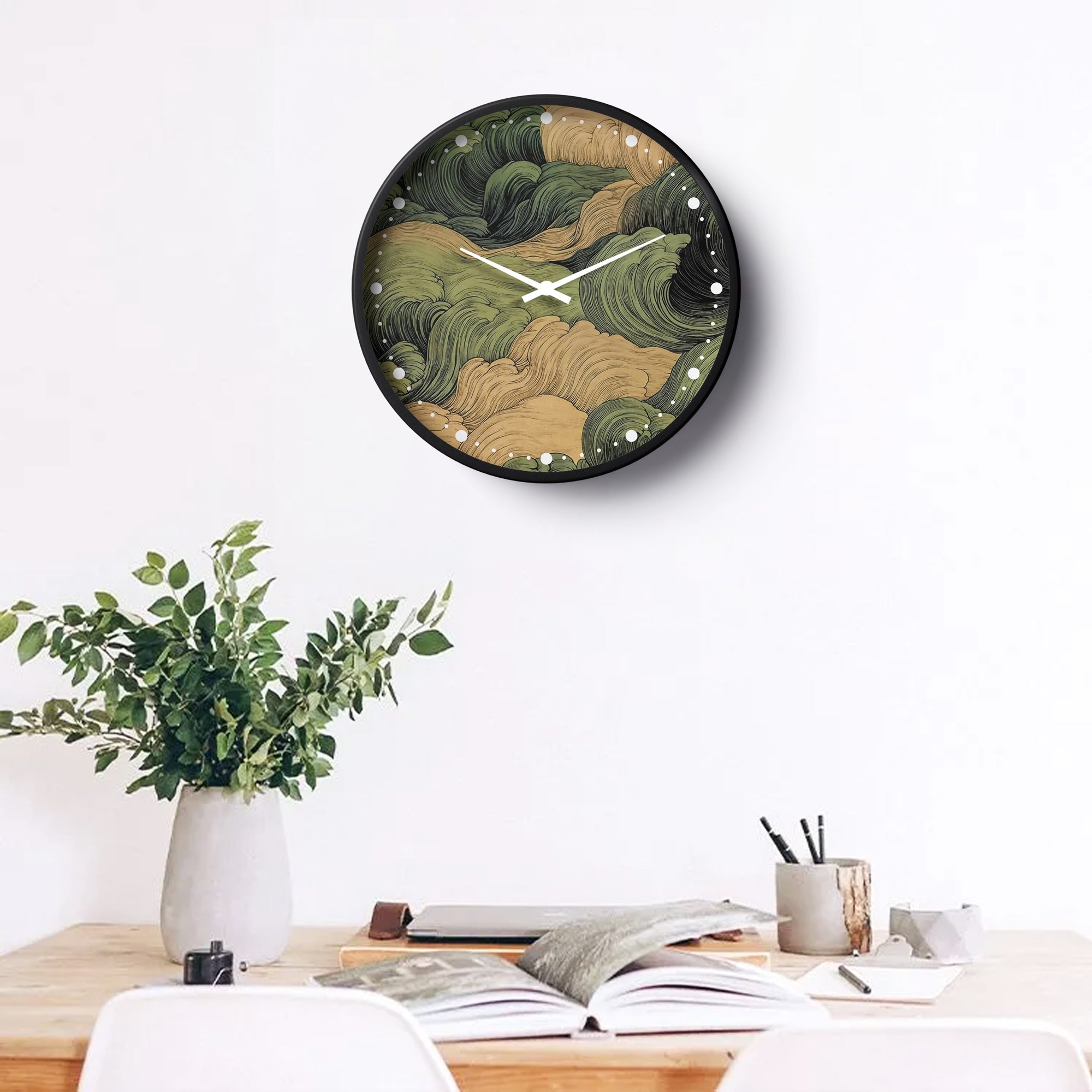 Abstract Wall Clock – Olive Flow Nature Art Design | KLOK KLOK