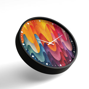 Abstract Wall Clock – Vibrant Wave Pattern Multicolor Art | KLOK KLOK