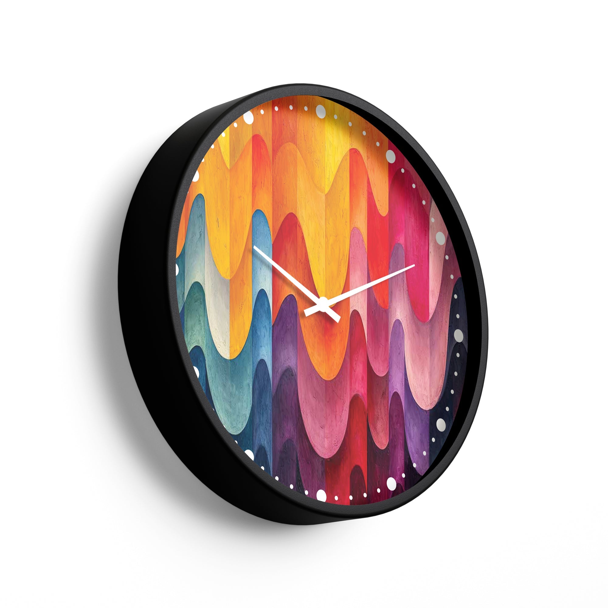 Abstract Wall Clock – Vibrant Wave Pattern Multicolor Art | KLOK KLOK