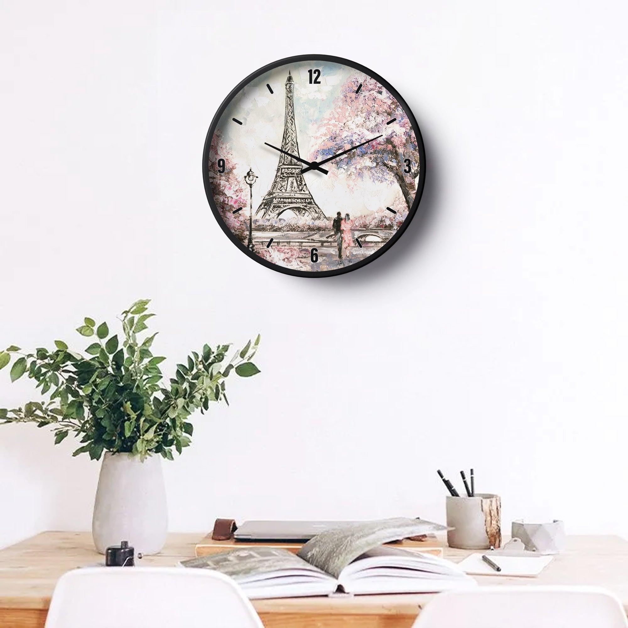 Artistic Wall Clock – Paris Romance Eiffel Tower Design | KLOK KLOK