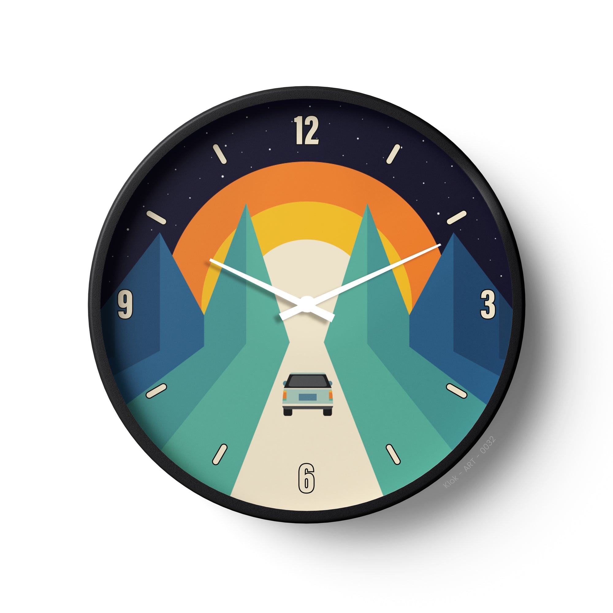 Artistic Wall Clock – Road Trip Sunset Design | KLOK KLOK