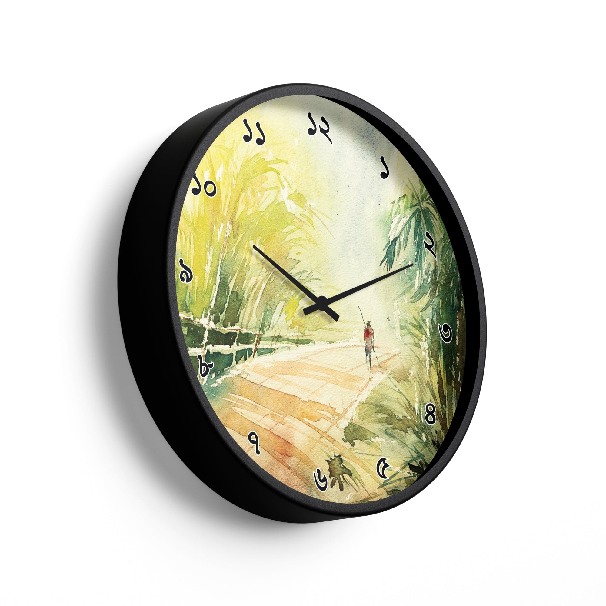 Artistic Wall Clock – Rural Path Watercolor Design | KLOK KLOK