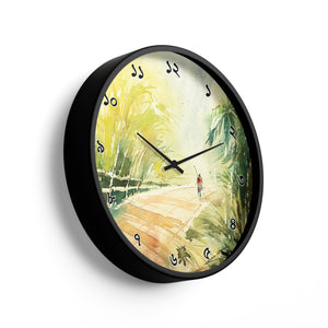 Artistic Wall Clock – Rural Path Watercolor Design | KLOK KLOK