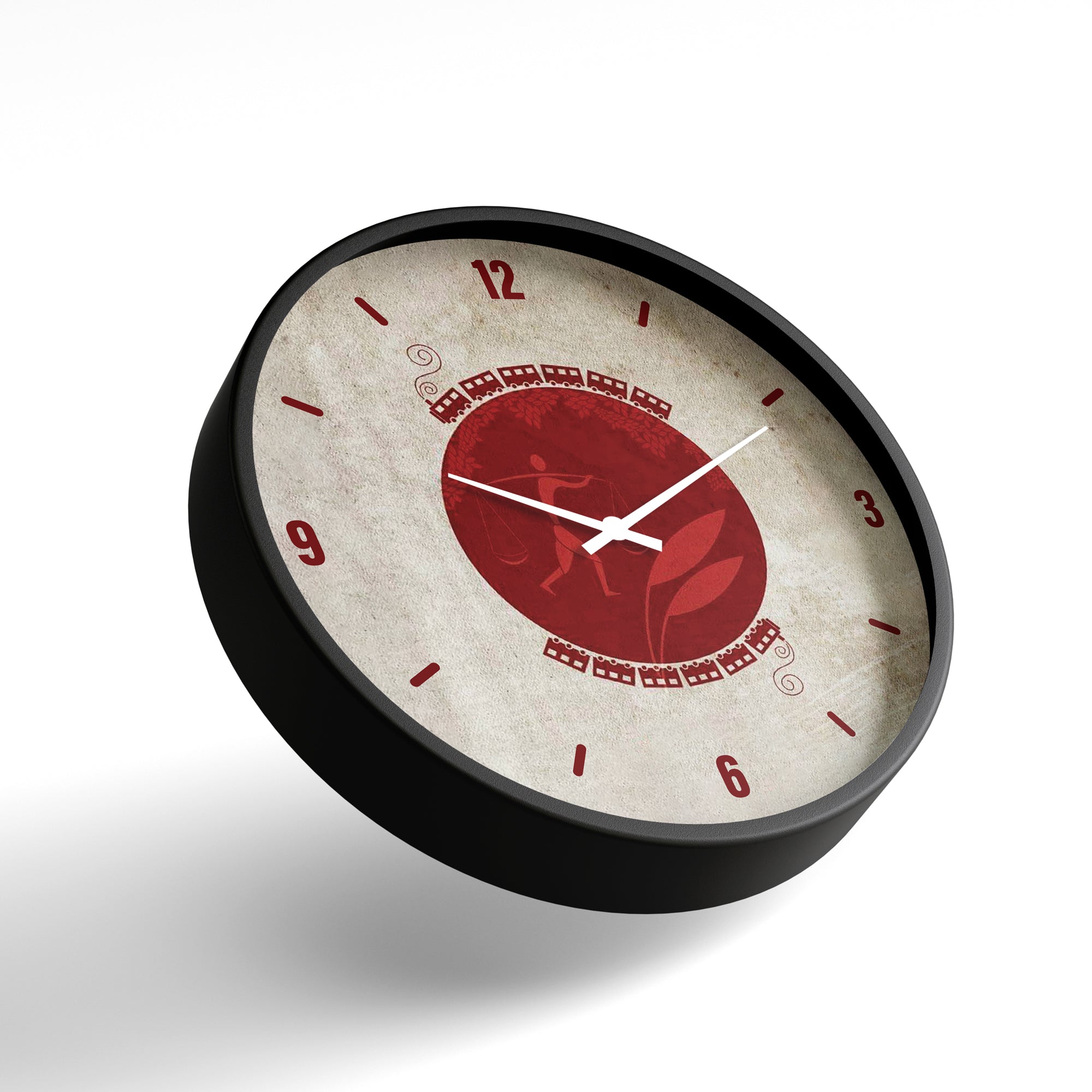 Artistic Wall Clock – Tribal Heritage Red Minimal Design | KLOK KLOK