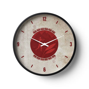 Artistic Wall Clock – Tribal Heritage Red Minimal Design | KLOK KLOK
