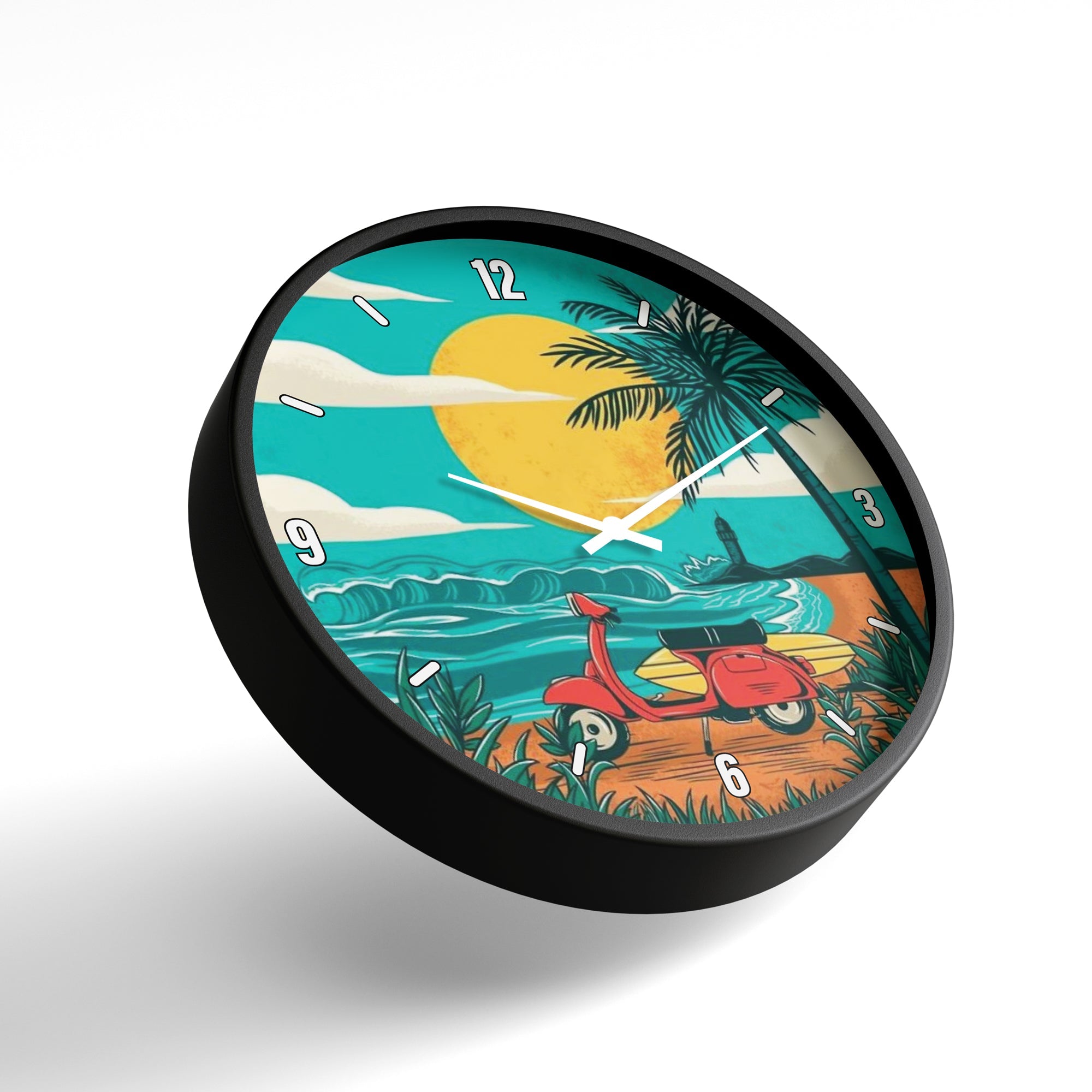 Artistic Wall Clock – Tropical Ride Beach Design | KLOK KLOK