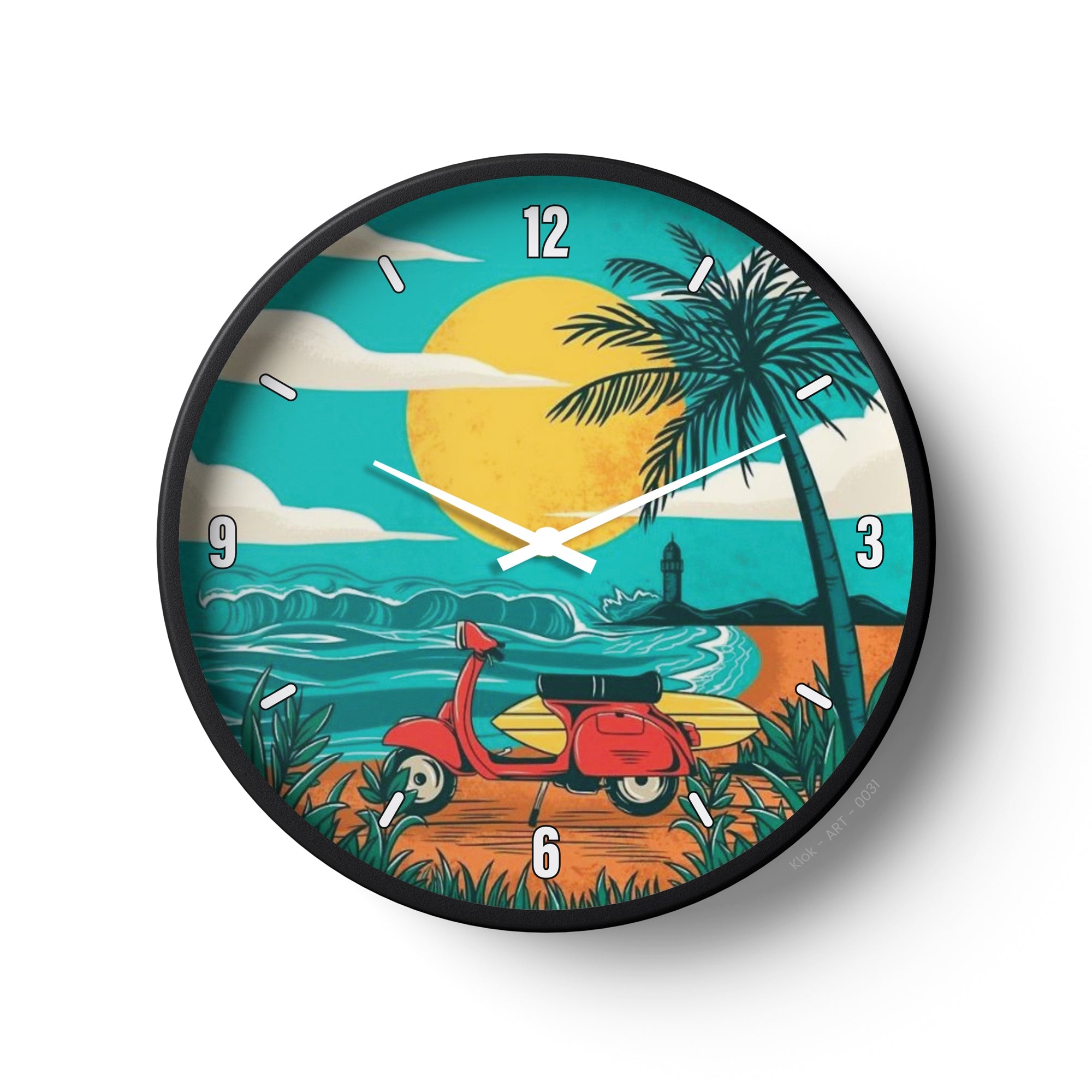 Artistic Wall Clock – Tropical Ride Beach Design | KLOK KLOK