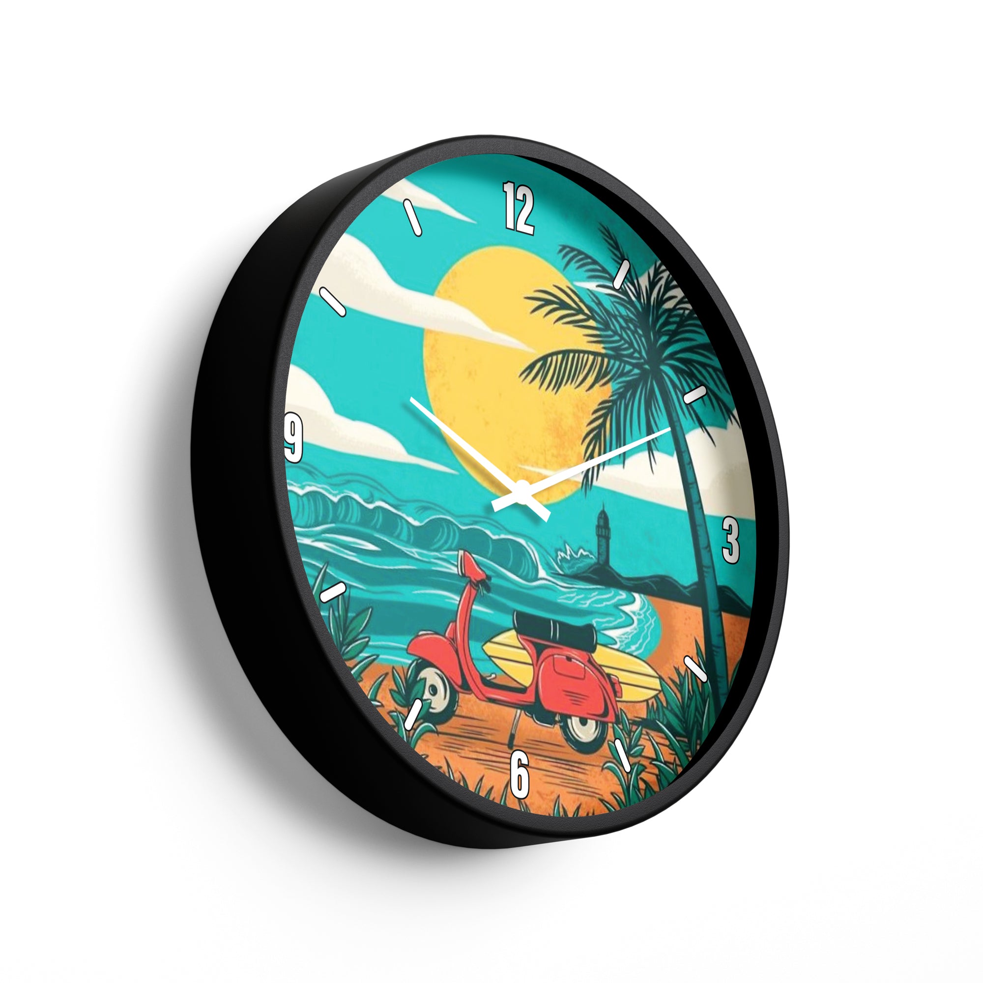 Artistic Wall Clock – Tropical Ride Beach Design | KLOK KLOK