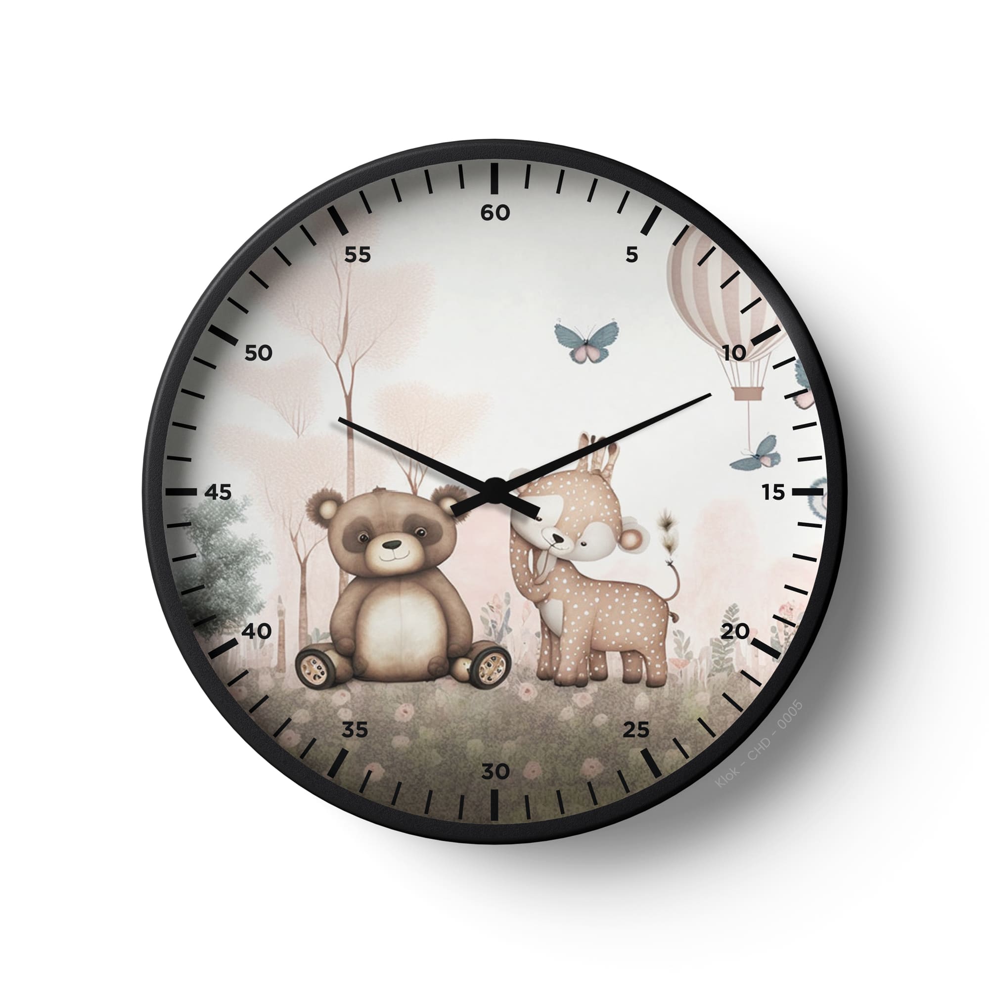 Children Wall Clock – Teddy & Deer Woodland Edition | KLOK