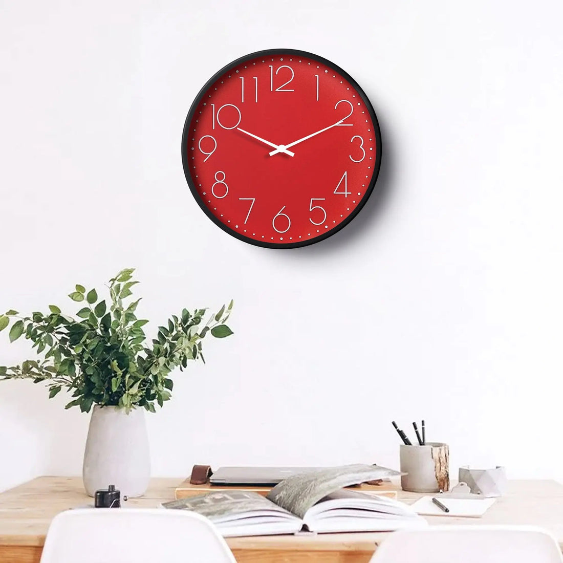 Classic Wall Clock – Bold Red Minimal Dial | KLOK