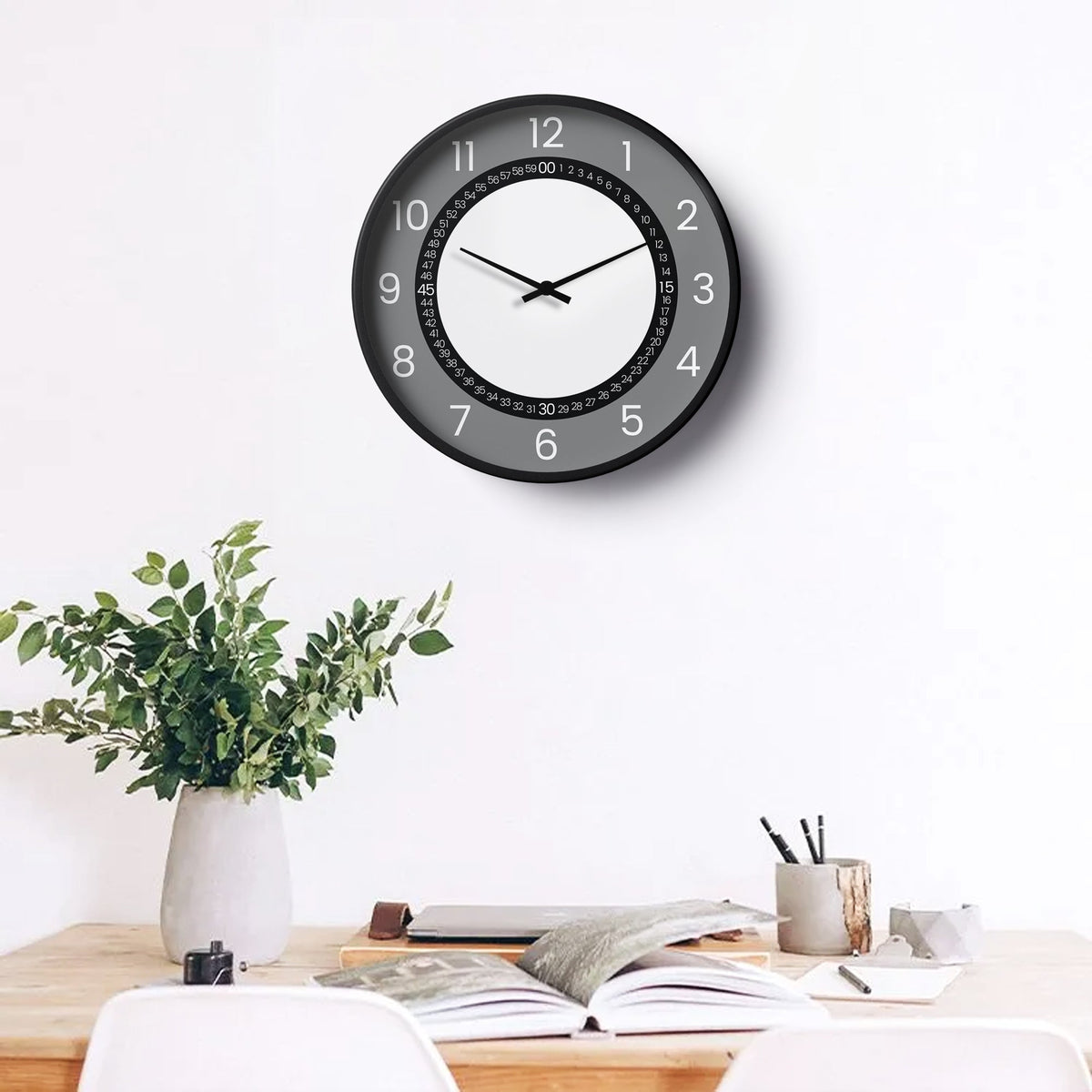 Classic Wall Clock – Grey Dual-Ring Modern Dial | KLOK