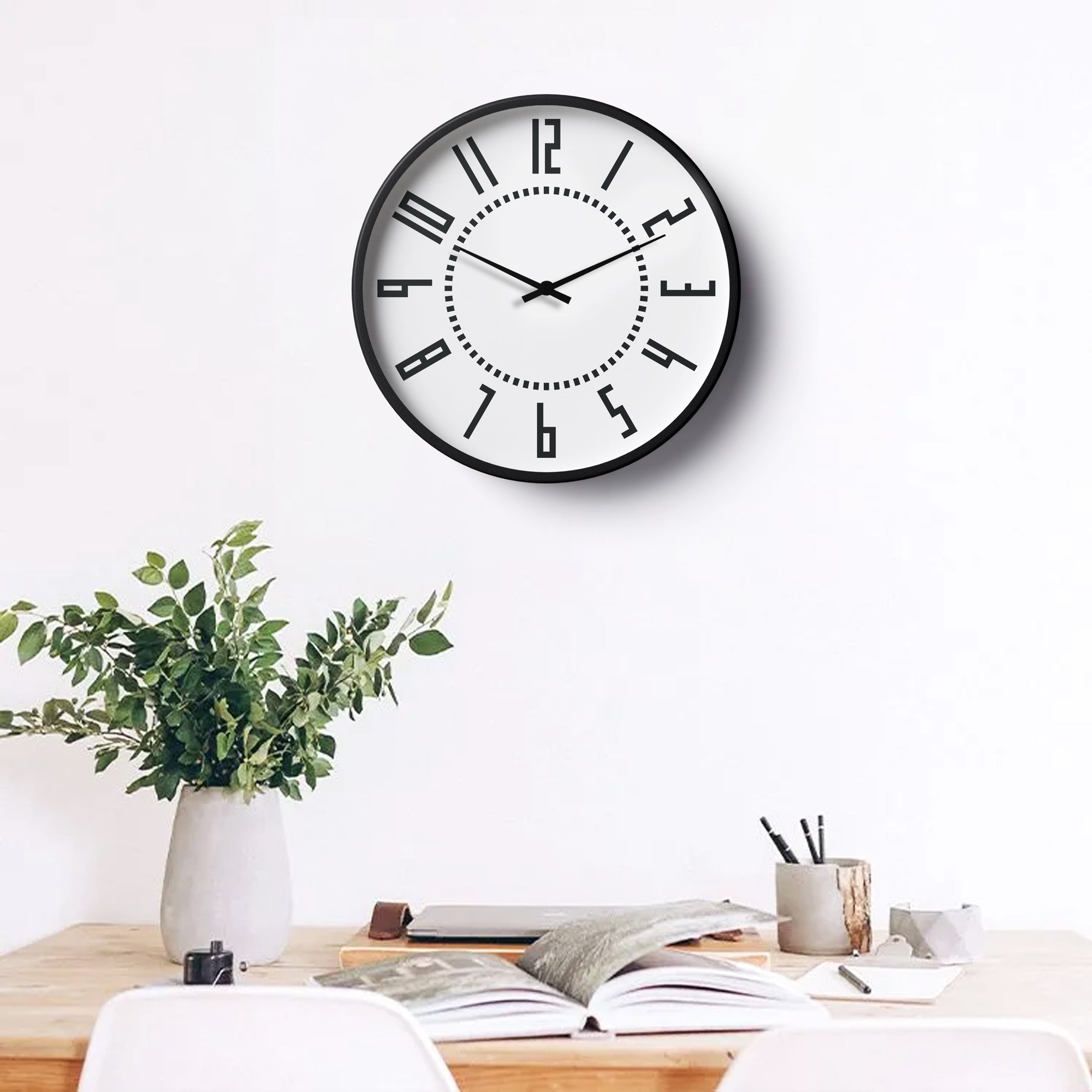 Classic Wall Clock – Modern Geometric Numeric White Dial | KLOK KLOK