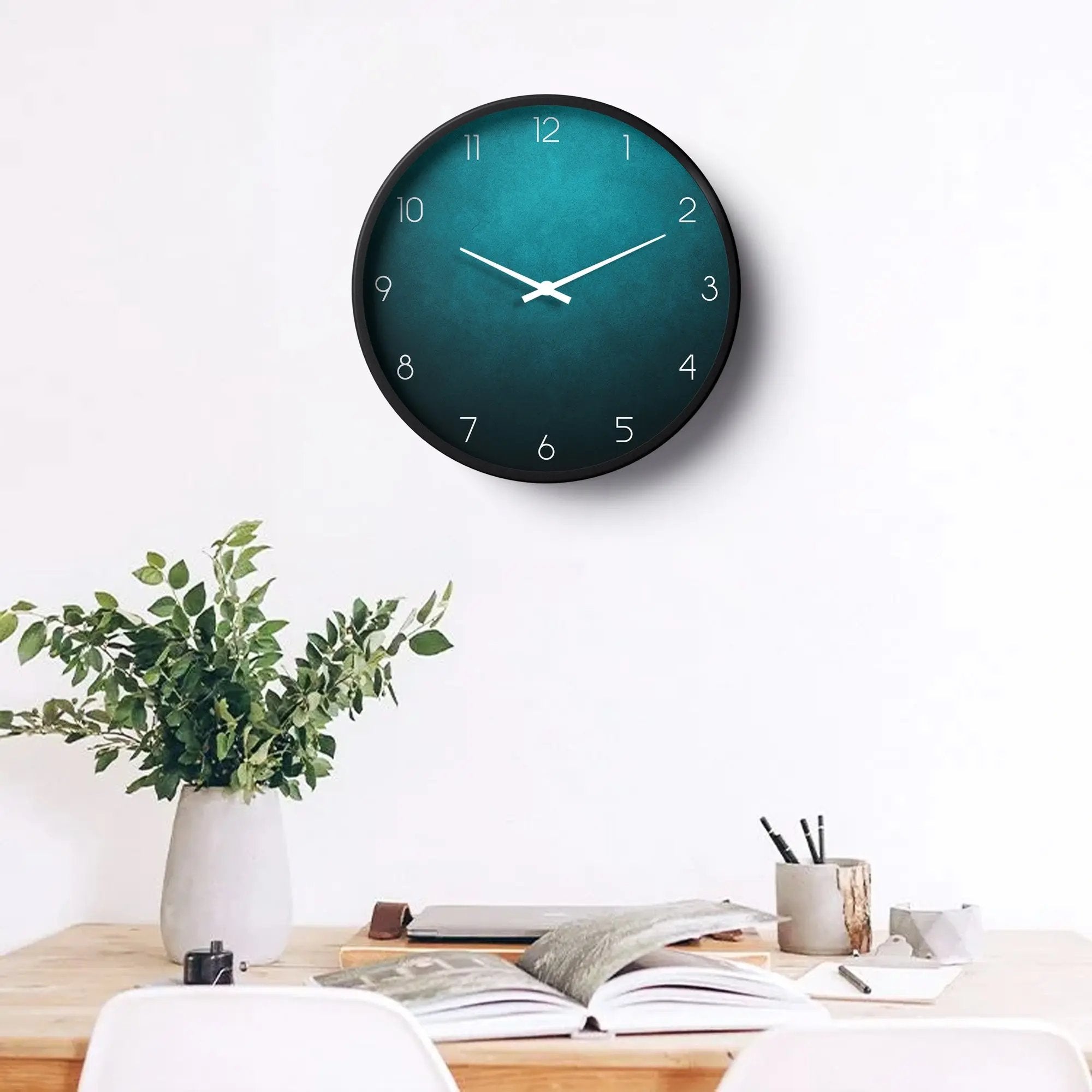 Classic Wall Clock – Teal Minimal Gradient Dial | KLOK KLOK