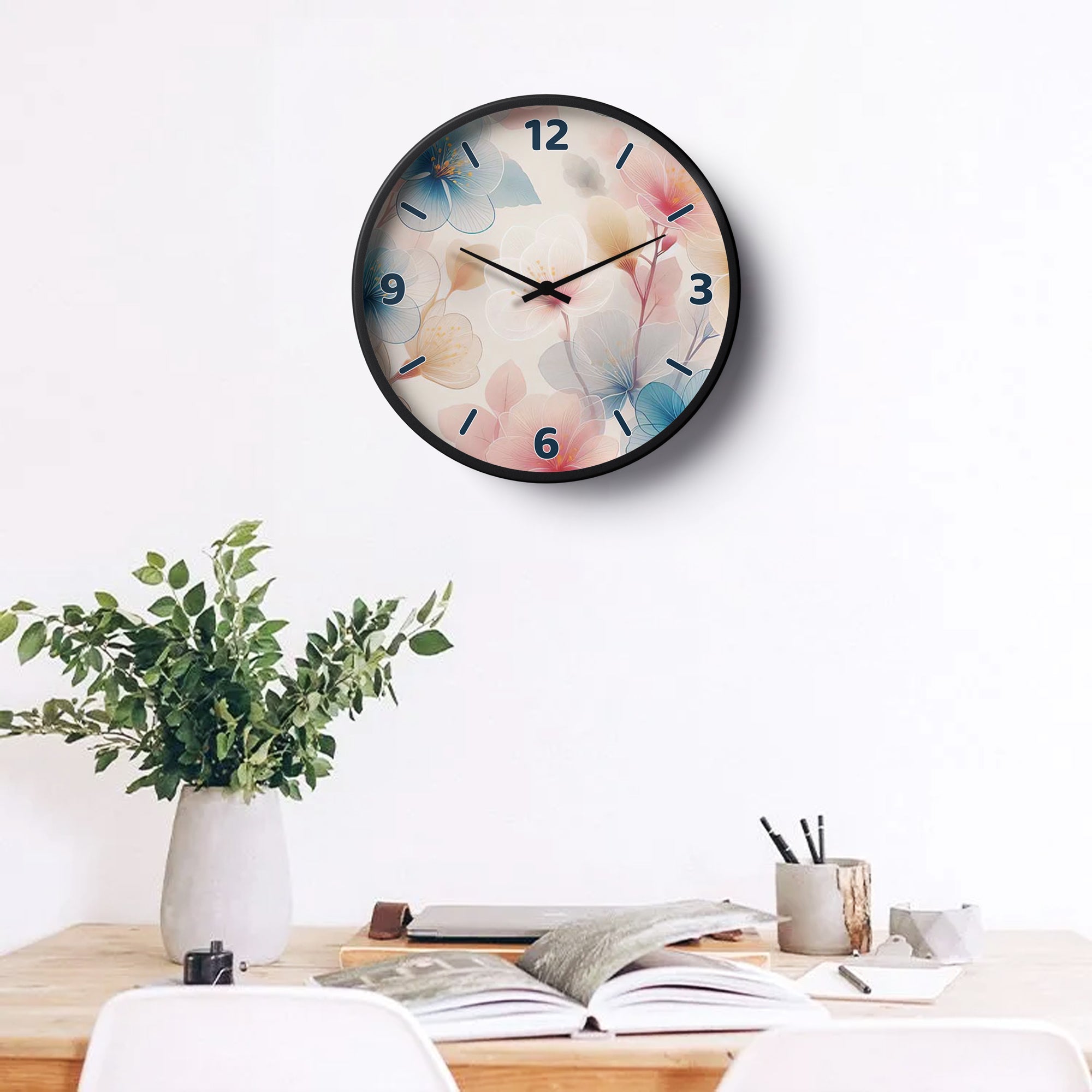 Floral Wall Clock – Blossom Serenity Edition | KLOK KLOK