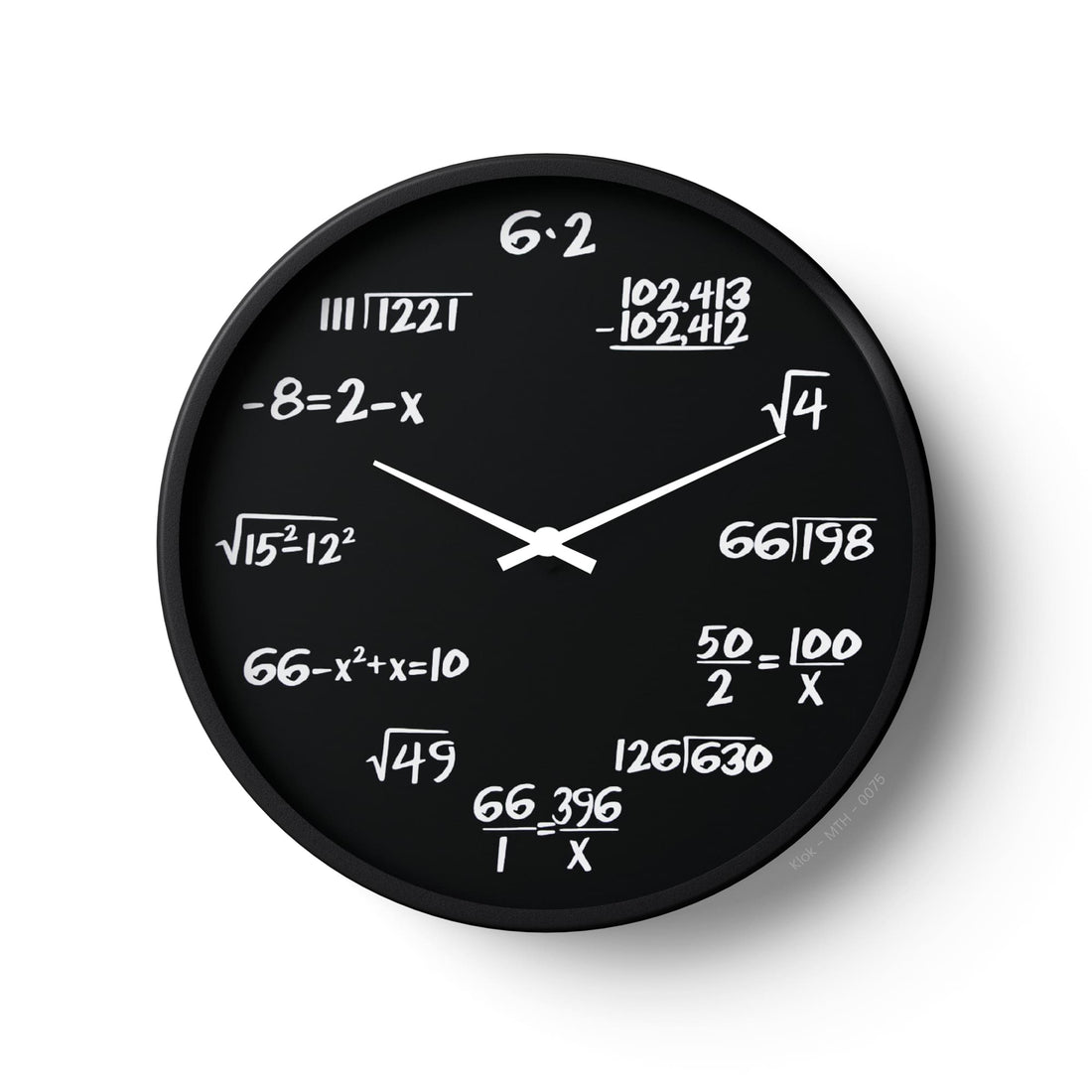 Black Math Equation Puzzle Wall Clock – Creative Mathematics Design – KLOK