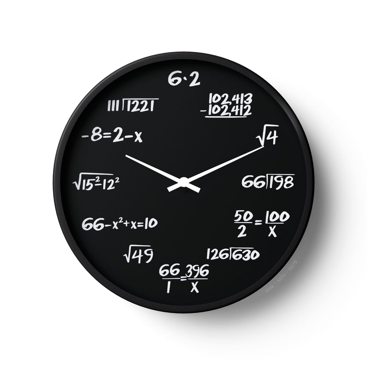 Black Math Equation Puzzle Wall Clock – Creative Mathematics Design – KLOK