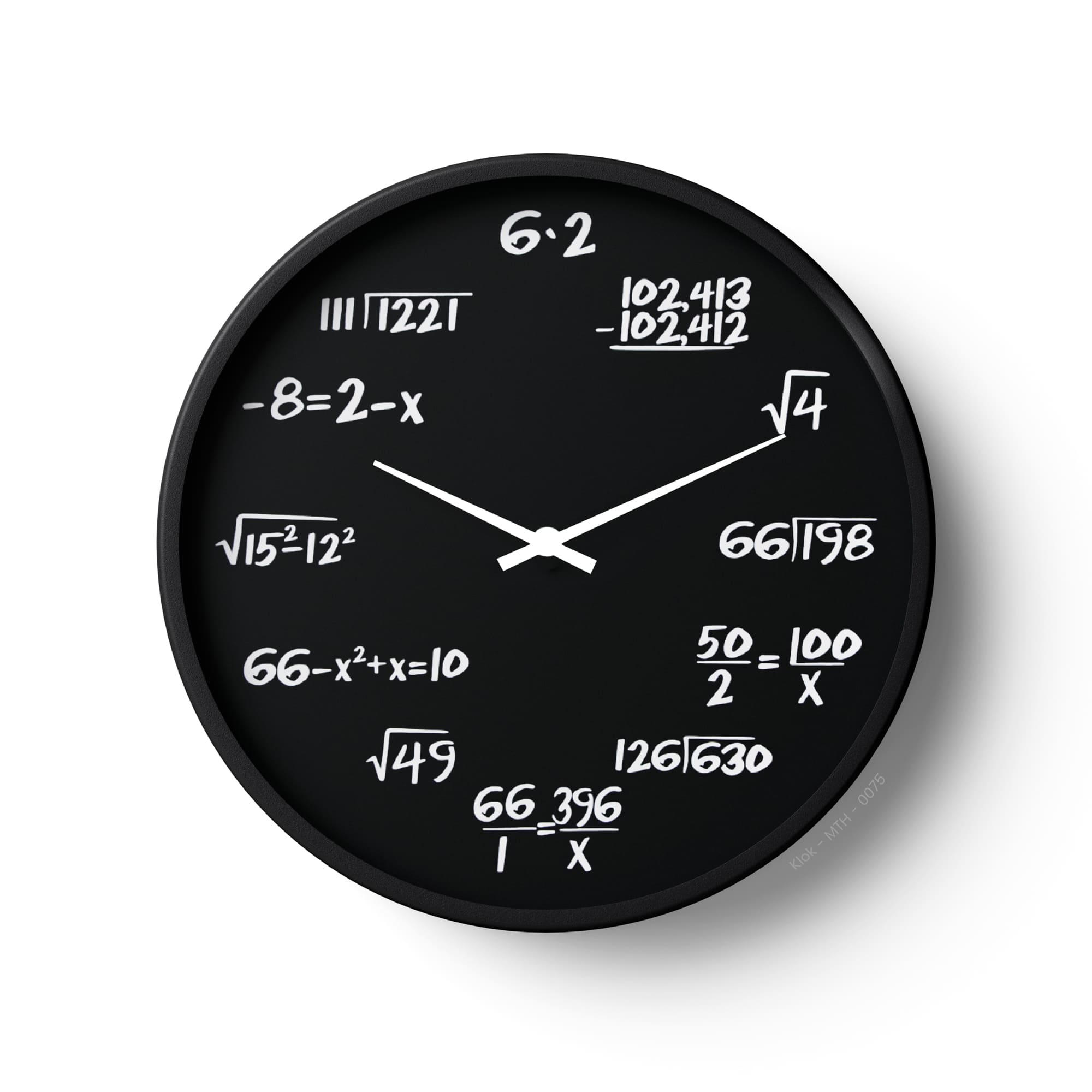 Black Math Equation Puzzle Wall Clock – Creative Mathematics Design