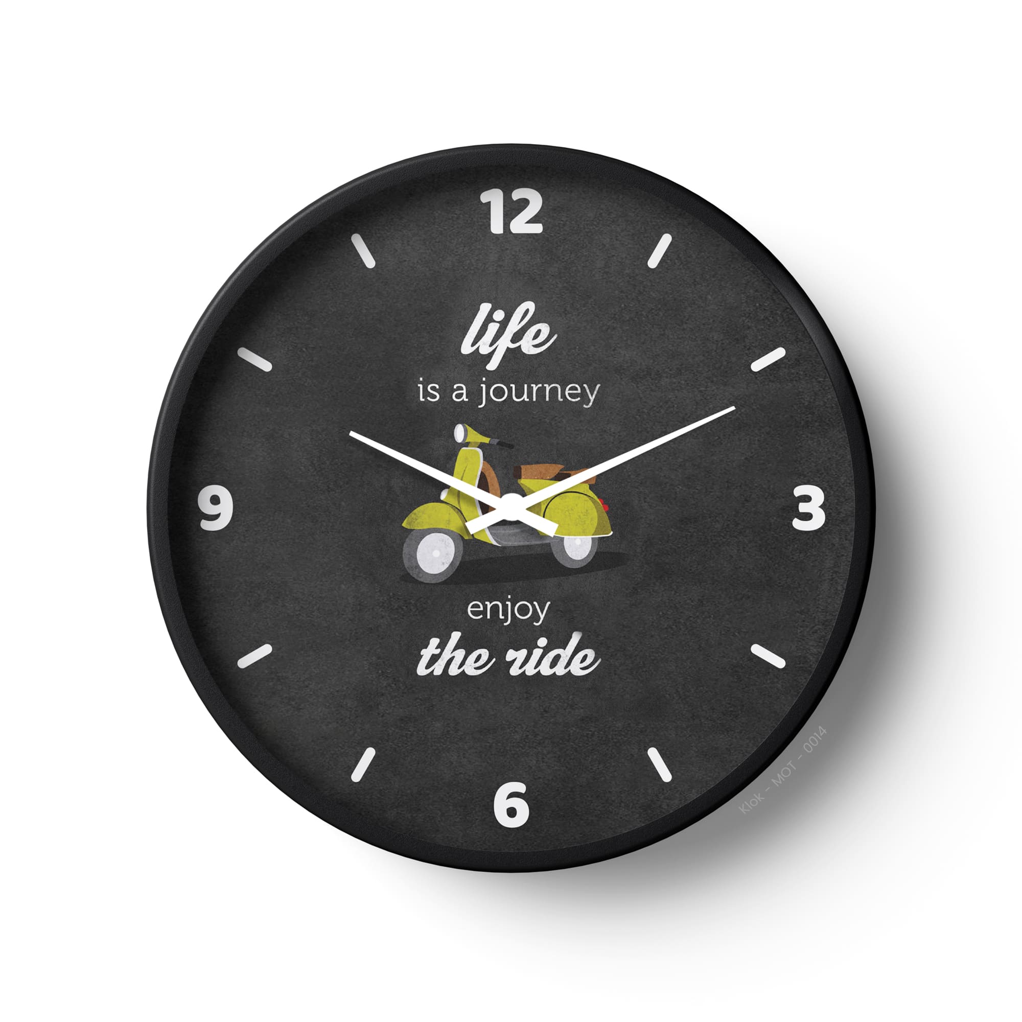 Motivational Wall Clock – Life Is a Journey, Enjoy the Ride | English Typography | KLOK