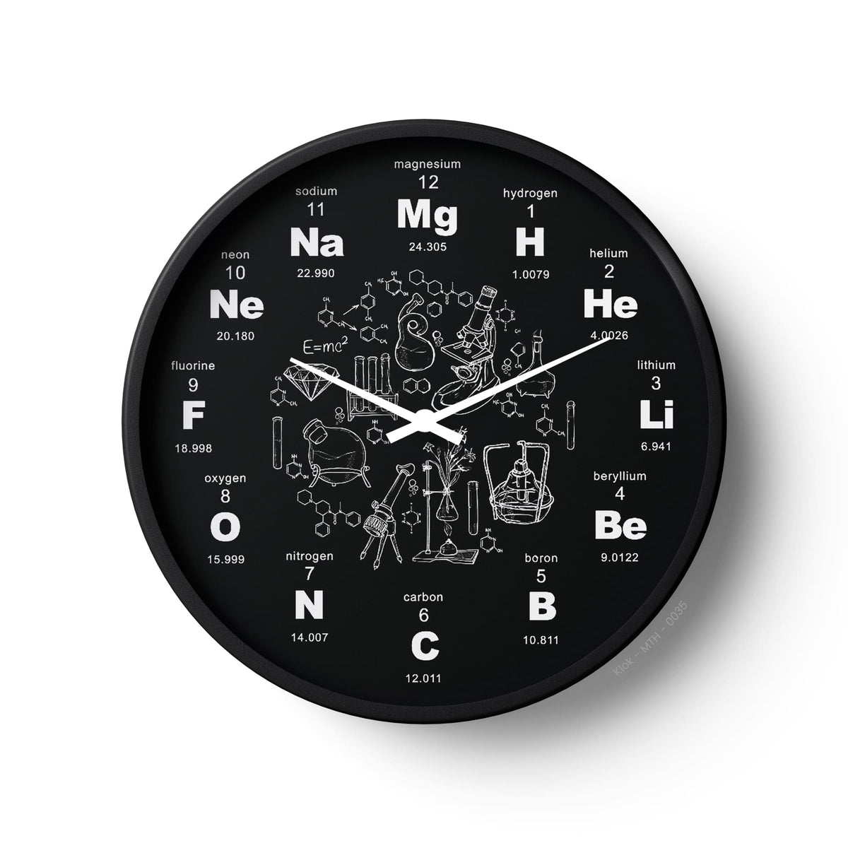 Perdioc Math Mathematics Wall Clock Periodic Table Chemistry – Black Science Elemen ...