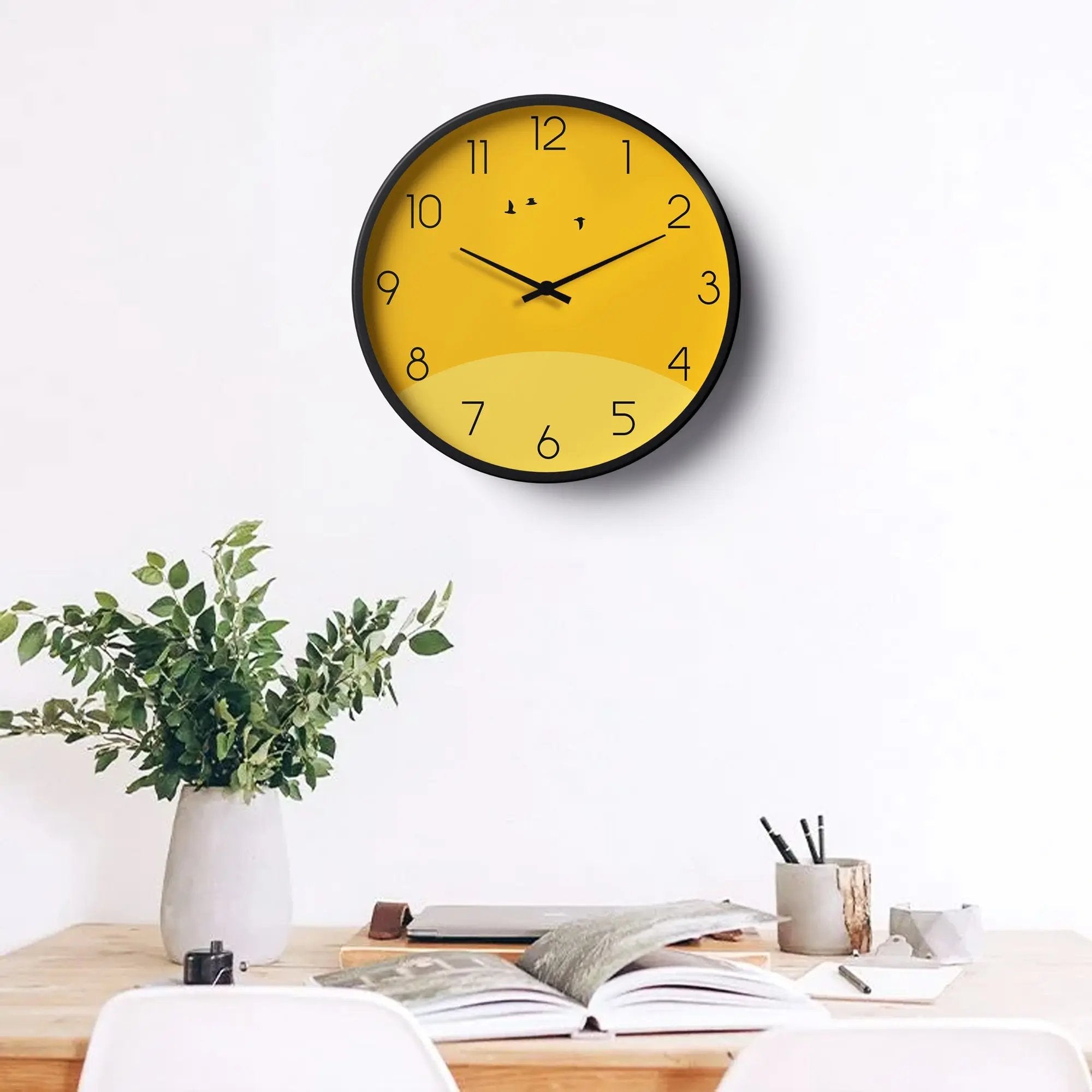 Sunrise Minimal Classic Wall Clock – Yellow Horizon | KLOK KLOK
